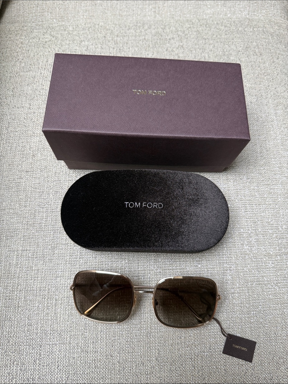 Tom Ford Keira TF865 Square Gold Rim Brown Gradient Lenses Sunglasses Polarized
